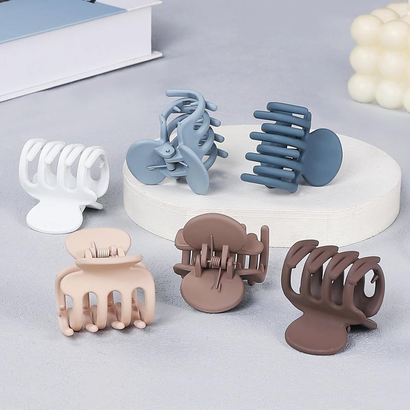 USDNICE 6 Pcs Hair Clips Small Claw Clips for Thin Hair Medium Matte Non-slip Hair Accessories for Women and Girls (Brown Blue) - Image 5
